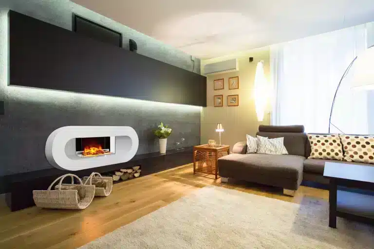 Ovalia free-standing electric fireplace