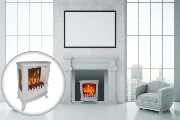 Caminetto elettrico mobile Fire Glass