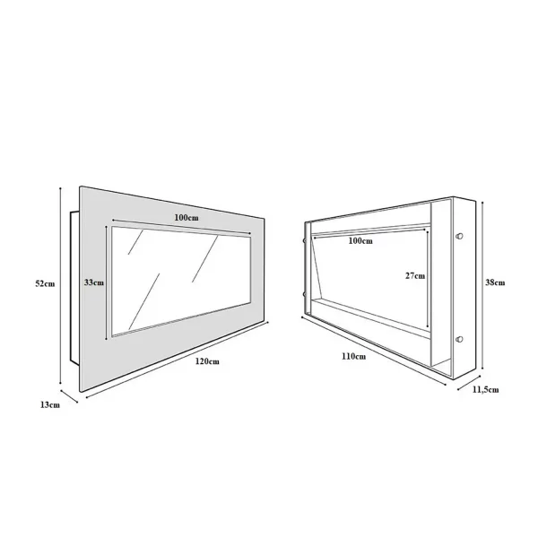 cheminee electrique murale pure inox xxl cote